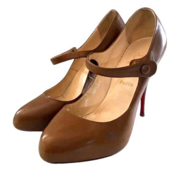 Christian Louboutin Camel Decocolico Mary Jane Heels | 4.5” Heel | Size 39 - Picture 1 of 16